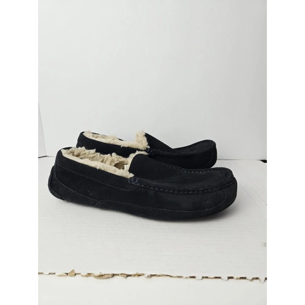Men's UGG‎ Ascot Moccasin Slippers Size 10 Suede Slip On Shoes dark blue